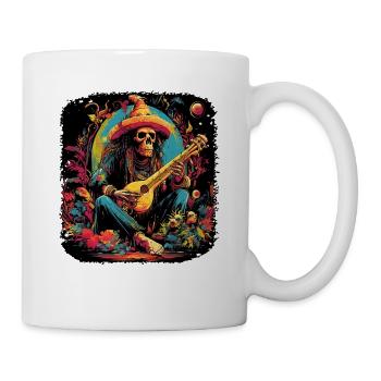 Bunter Skelett Gitarrist In Mexikanischem Stil - Tasse - Weiß - Rechts