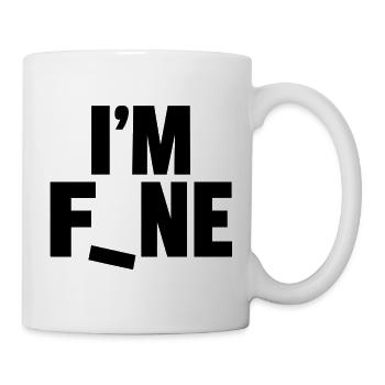 Mir geht's gut, lustiger fallender Buchstaben-Design - Tasse - Weiß - Rechts