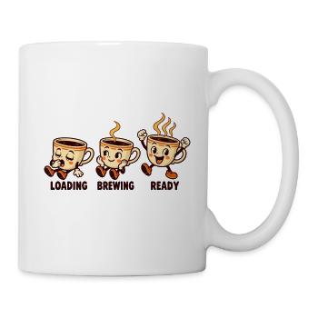 Aufbrühbereite Retro-Kaffeetassen werden geladen - Tasse - Weiß - Rechts