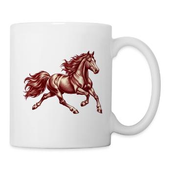 Galoppierendes Pferd Vintage-Gravur Burgund - Tasse - Weiß - Rechts