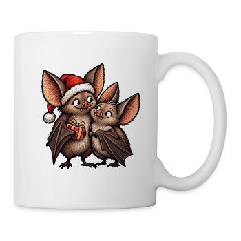 Weihnachtsfledermäuse mit Weihnachtsgeschenk - Tasse - Weiß - Rechts