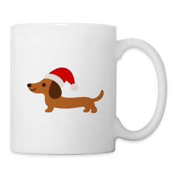 Dackel mit Weihnachtsmütze - Tasse - Weiß - Rechts