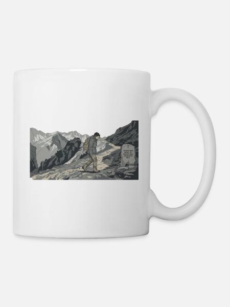 Wanderer auf bergigem Pfad - Tasse - Weiß