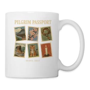  Pilgerpass Seoul 2027 Korea Rosenkranz Tiger - Tasse - Weiß - Rechts