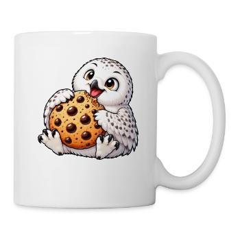 Süße Eule Snowy Owl Cartoon Nachtisch - Tasse - Weiß - Rechts