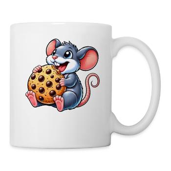 Süße Maus mit Keks Nachtisch Cartoon - Tasse - Weiß - Rechts