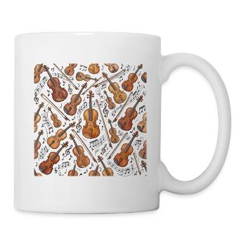 Violine Noten Geige Geiger Geigerin Muster - Tasse - Weiß - Rechts