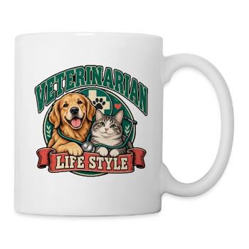 Tierarzt-Lebensstil-Hund-Katzen-Duo - Tasse - Weiß - Rechts