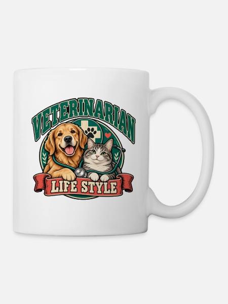 Tierarzt-Lebensstil-Hund-Katzen-Duo - Tasse - Weiß