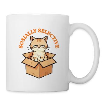 Wütende Katze im Pappkarton - Tasse - Weiß - Rechts