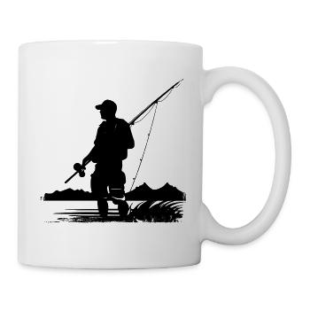 Angeln Skizze - Tasse - Weiß - Rechts