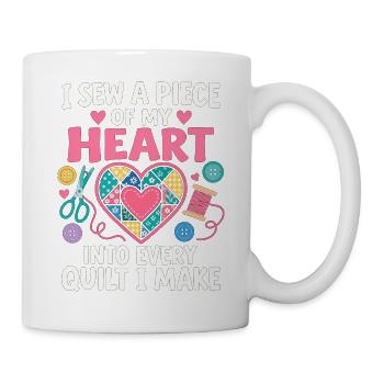 Ich nähe ein gestepptes Herz - Tasse - Weiß - Rechts