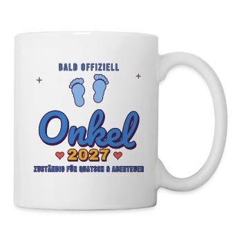 Onkel 2027 – Zuständig für Quatsch & Abenteuer - Tasse - Weiß - Rechts