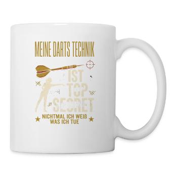 Dart Geheime Technik Lustiger Dartspieler Spruch - Tasse - Weiß - Rechts