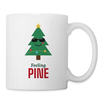 Feeling Pine Cute Weihnachtsbaum-Wortspiel-Pullover - Tasse - Weiß - Rechts