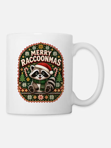 Weihnachten Ugly Christmas Waschbär raccoon - Tasse - Weiß