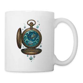 Magische Taschenuhr – Ozean Zeit Kunst - Tasse - Weiß - Rechts