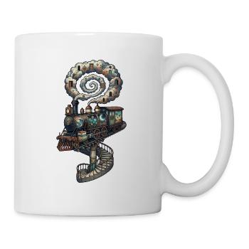 Traum Zug – Surreale Wolken Dampflok Kunst - Tasse - Weiß - Rechts