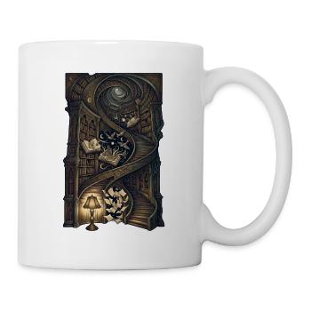 Magische Bibliothek – Fantasy Bücher Kunst - Tasse - Weiß - Rechts