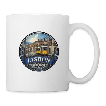 Lissabon Portugal Reiseabzeichen Tram 28 Souvenir - Tasse - Weiß - Rechts