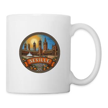 Sevilla, Spanien Reiseabzeichen Plaza Espana Souvenir - Tasse - Weiß - Rechts