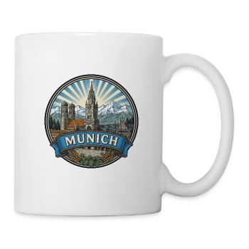 Münchener Bayern Reiseabzeichen Marienplatz Souvenir - Tasse - Weiß - Rechts