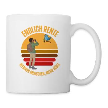 Endlich Rente Vogelbeobachtung Retro - Tasse - Weiß - Rechts