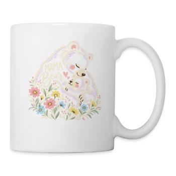 Linienkunst Wiese Mama Leben Süße Mama Bär - Tasse - Weiß - Rechts
