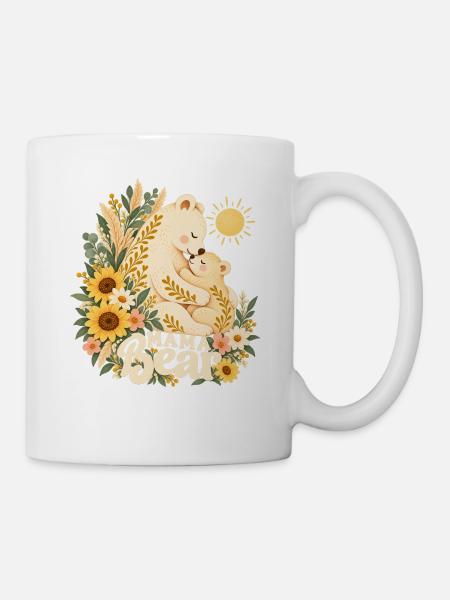 Boho Sonnenblumen-Mama-Leben Süße Mama-Bär - Tasse - Weiß