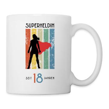 18 Geburtstag Mädchen Superheldin Geschenk Vintage - Tasse - Weiß - Rechts