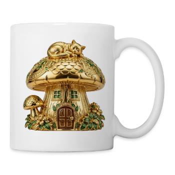 Golden Mushroom House mit Kätzchen - Tasse - Weiß - Rechts