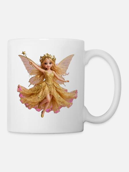 Goldgeflügelte Fee - Tasse - Weiß