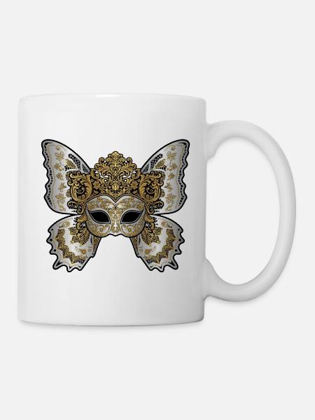 Goldene und silberne kaiserliche Maskerade - Tasse - Weiß