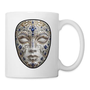 Goldene Maske mit Saphiren - Tasse - Weiß - Rechts