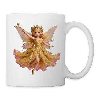 Goldene Fee mit Blumenkrone - Tasse - Weiß - Rechts
