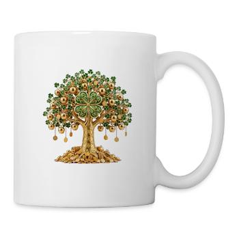 Goldener Kleeblattbaum - Tasse - Weiß - Rechts