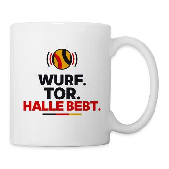 Wurf. Tor. Halle bebt. - Tasse - Weiß - Rechts