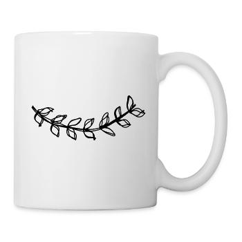 Lorbeerzweig handgezeichnet - Tasse - Weiß - Rechts