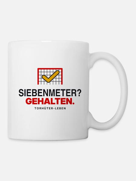 Siebenmeter? Gehalten. - Tasse - Weiß
