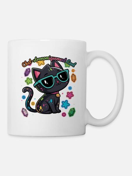 Regenbogen-Astronomen-Katzen-Humor - Tasse - Weiß