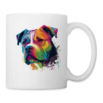Bunte Amerikanische Bulldogge American Bully - Tasse - Weiß - Rechts