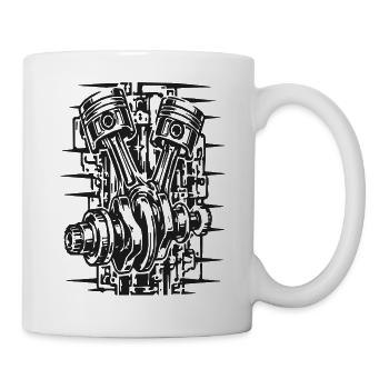 Motorradmotor Linienzeichnung - Tasse - Weiß - Rechts