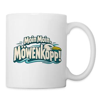 Moin Moin Möwenkopp Norddeutschland Küstenkind - Tasse - Weiß - Rechts