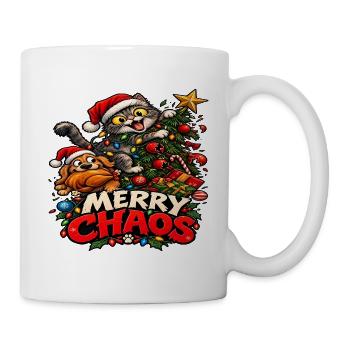 Weihnachtschaos – Katze und Hund - Tasse - Weiß - Rechts