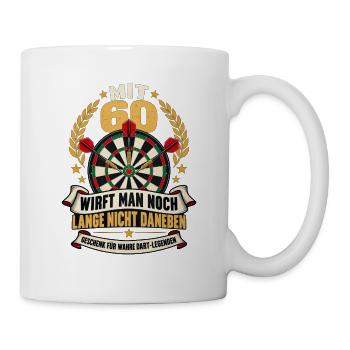 60. Geburtstag Darts Bulls Eye Geschenkidee - Tasse - Weiß - Rechts