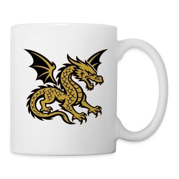 Goldener Drache mit ausgebreiteten Flügeln - Tasse - Weiß - Rechts