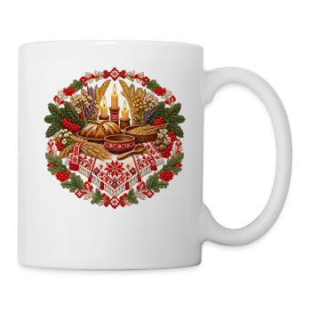 Slawisches Weihnachten – Volksfeiertags-Tabellenbeschreibung - Tasse - Weiß - Rechts