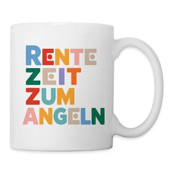 Rente Zeit zum Angeln Spruch - Tasse - Weiß - Rechts