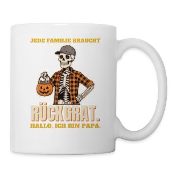 Jede Familie braucht Rückgrat: Hallo, ich bin Papa - Tasse - Weiß - Rechts