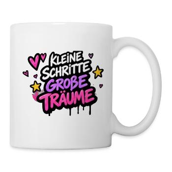 Kleine Schritte Große Träume Neon - Tasse - Weiß - Rechts